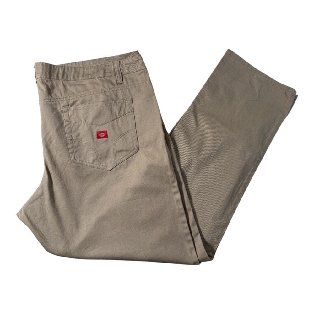 Dickies Girl Vintage Khaki 5 Pocket Skinny Pant Low Rise Straight Fit L20 - Picture 1 of 10